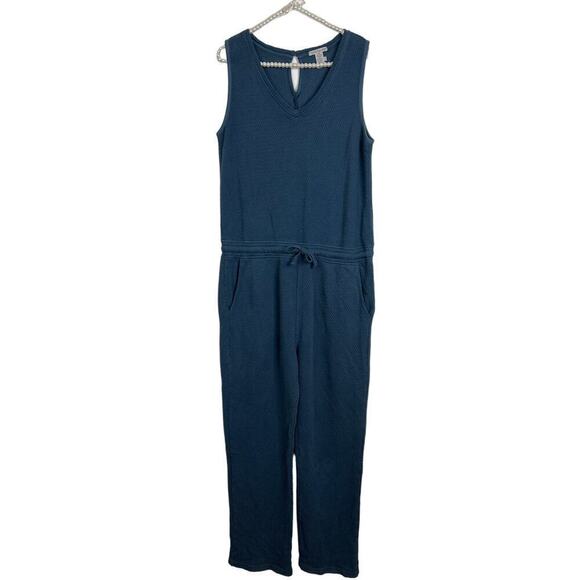 carbon2cobolt Blue Gray V Neck Tank Jumpsuit with Drawstring Waist and Pockets M - Picture 1 of 8
